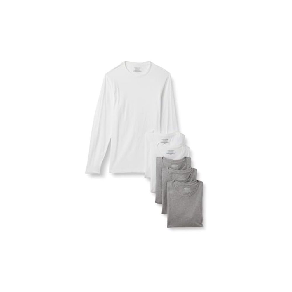 Amazon Essentials Men (XL) Undershirt Medium Grey (6- 3 white-3 gray)